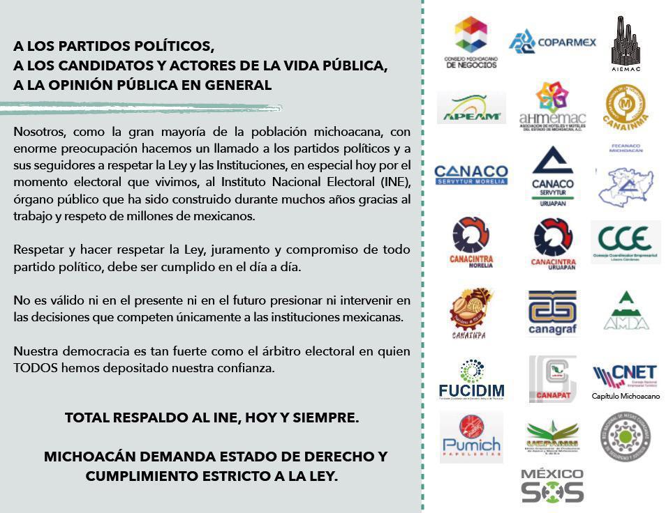 Empresarios refrendan apoyo al INE; México debe defender la democracia