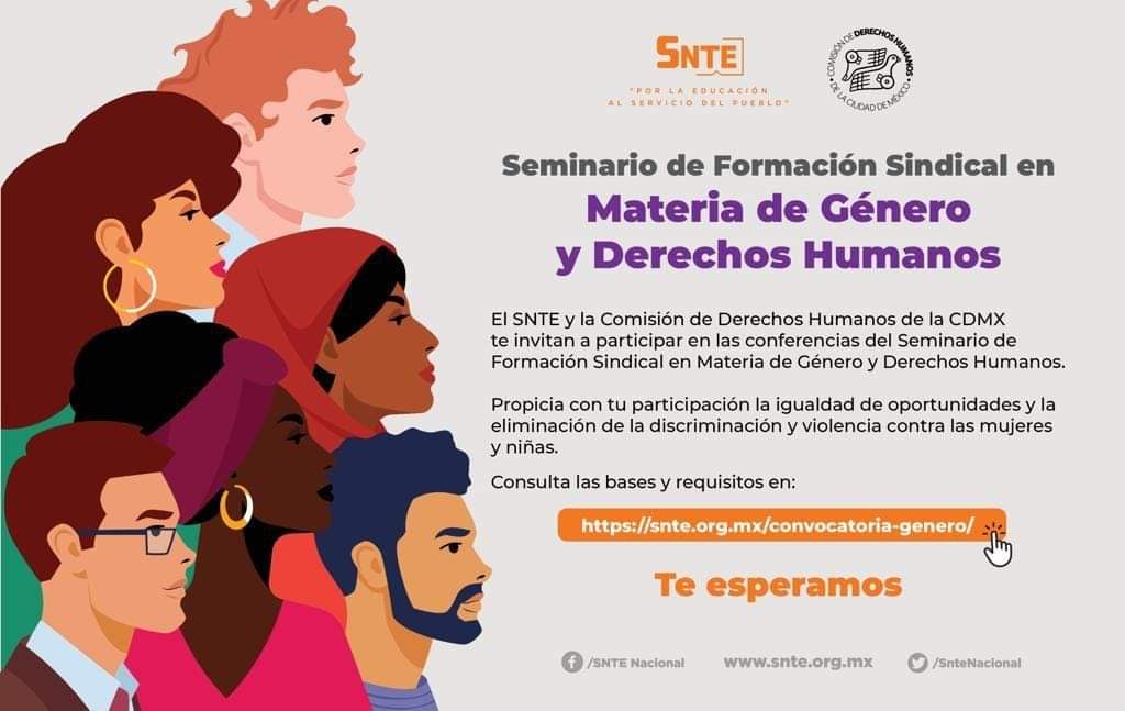 Invitan SNTE y CDHCMX a Seminario de Formación Sindical en Materia de Género y Derechos Humanos