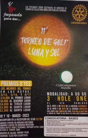 Club Rotario Morelia y Campestre de Morelia realizarán torneo de golf para donar sillas de ruedas.