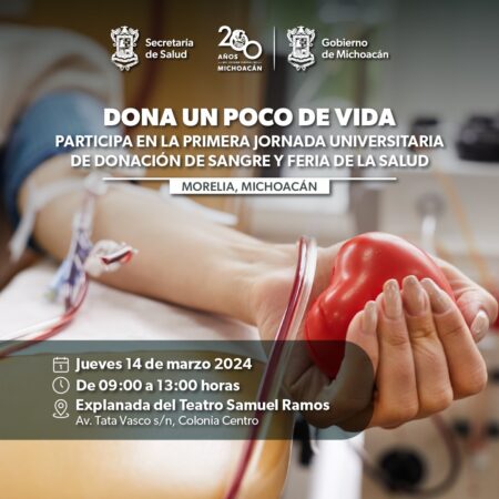 Invita SSM a participar en la Jornada Universitaria de Donación de Sangre