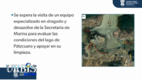 Trabajan en desazolve del Lago de Pátzcuaro; MARINA llega este miércoles 