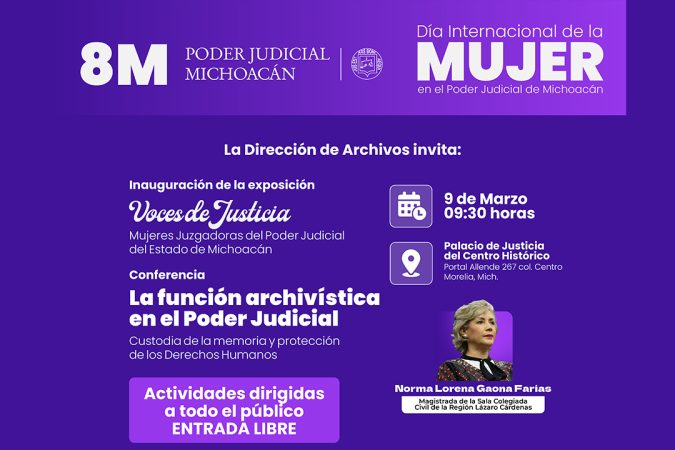 En el marco del 8M, el Poder Judicial de Michoacán realizará actividades para visibilizar el papel de las mujeres en la justicia