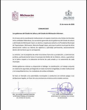 Gobiernos de Michoacán y Jalisco piden a alcaldesa de Tepalcatepec acatar disposiciones en materia de seguridad
