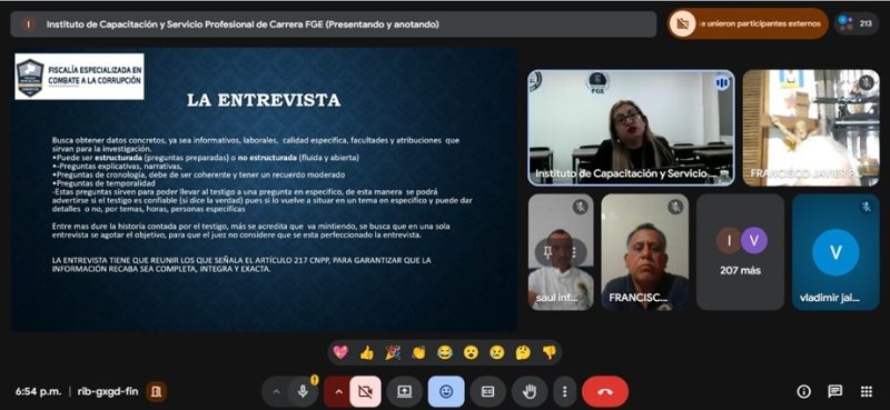 Fortalece FGE capacidades de investigación en combate a la corrupción con capacitación especializada