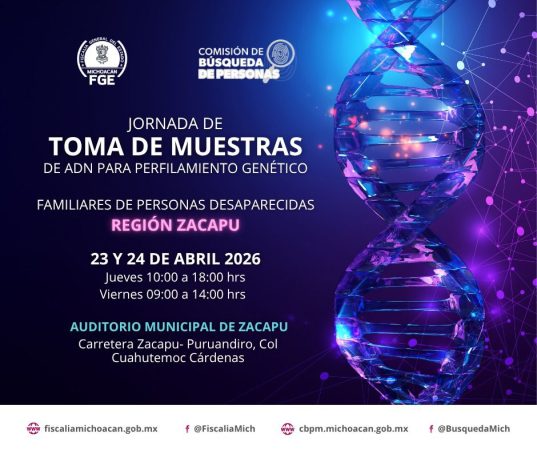 Impulsa Fiscal General, jornada de toma de muestras de ADN en Zacapu