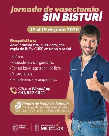 Habrá jornada de vasectomía gratuita en Morelia; conoce las fechas y requisitos: SSM