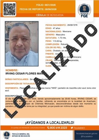 FGE informa localización con vida de médico reportado como desaparecido; desactiva cédula de búsqueda